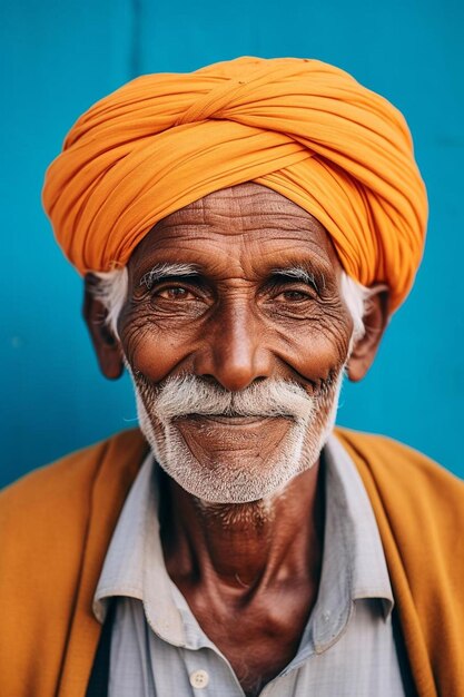 un vieil homme avec un turban sur la tête