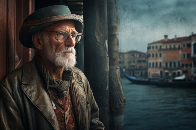 Photo le vieil homme de venise génère ai