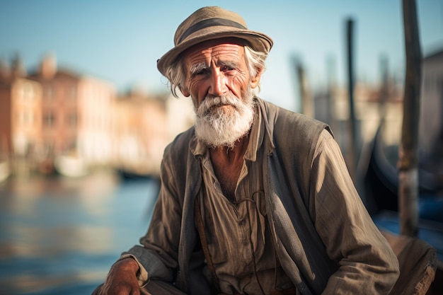 Le vieil homme de la ville de Venise génère Ai