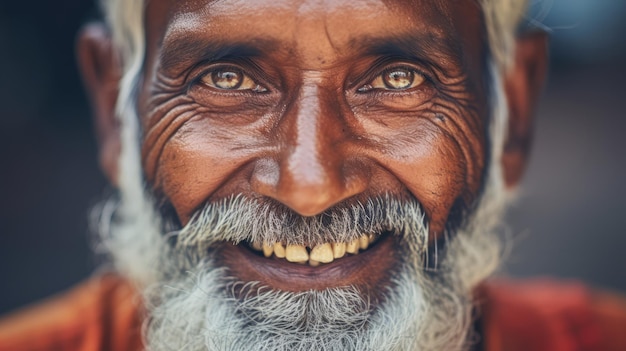 Un vieil Indien avec une barbe et des cheveux blancs