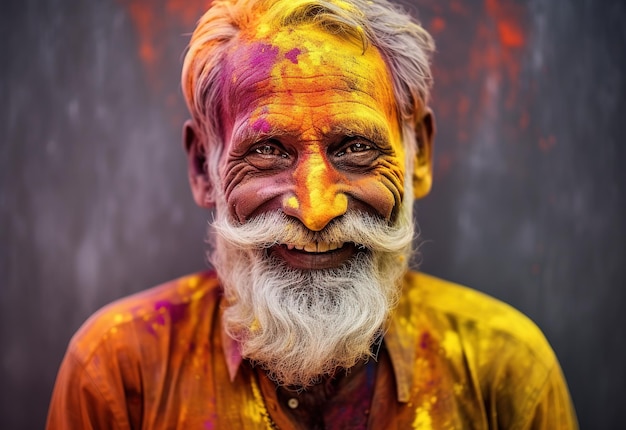 Un vieil Indien à Holi