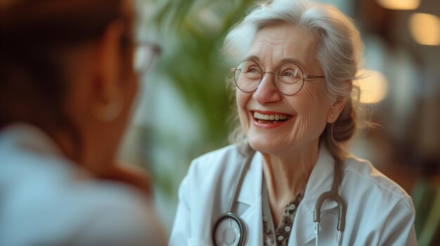 Le vieillard médecin et le patient en conversation