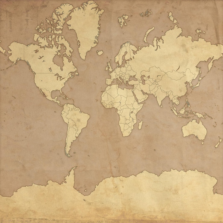 Photo une vieille carte du monde.