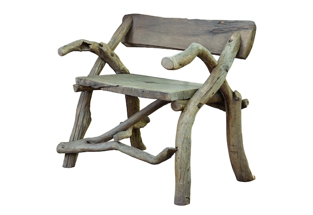 Vieille chaise en bois isolé sur fond blanc avec Clipping Path