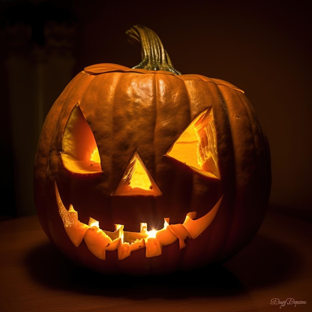 Vieille citrouille d'Halloween sur l'IA générative noire