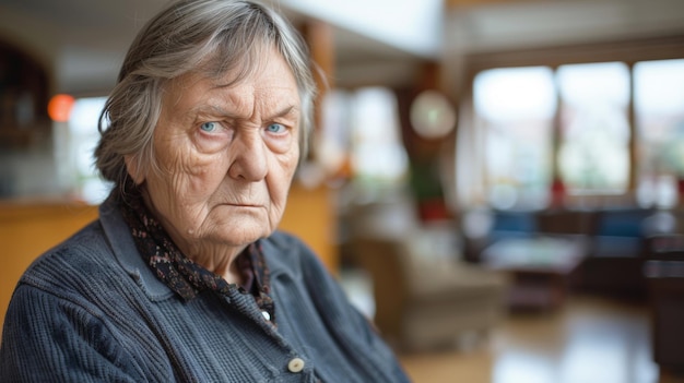 La vieille femme avec l'envie des regards verts soupirs amers convoitant ce que les autres possèdent