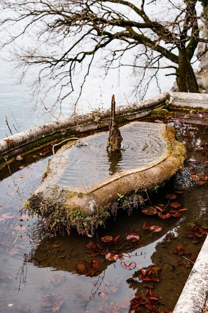 Vieille fontaine près du lac de côme dans le jardin villa monastero italie