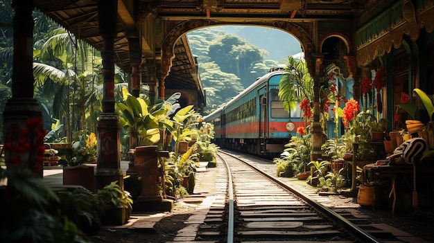 Photo une vieille gare abandonnée au crépuscule