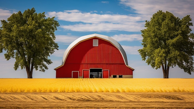 Photo la vieille grange rouge dans un ranch de campagne