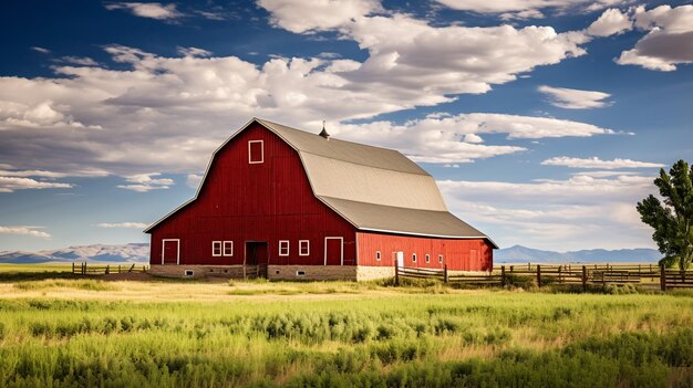 La vieille grange rouge dans un ranch de campagne