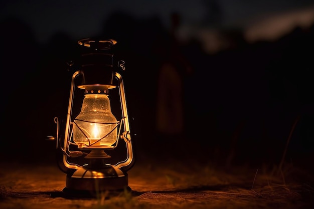 Vieille lampe à pétrole la nuit générée par l'IA