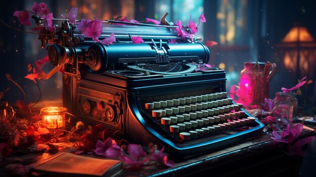 Vieille machine à écrire générative Ai