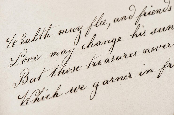 Photo vieille page d'écriture manuscrite d'un livre de poésie vintage
