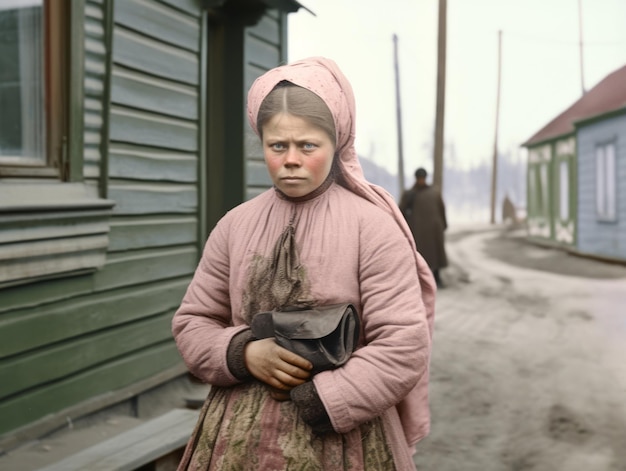 Une vieille photographie colorée d’une femme du début des années 1900