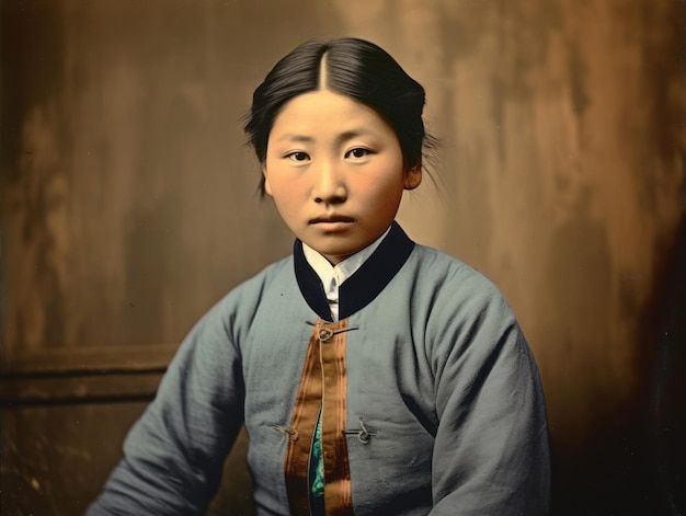 Une vieille photographie couleur d'une femme asiatique du début des années 1900