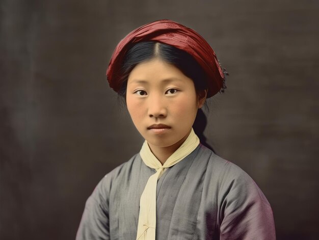 Une vieille photographie couleur d'une femme asiatique du début des années 1900