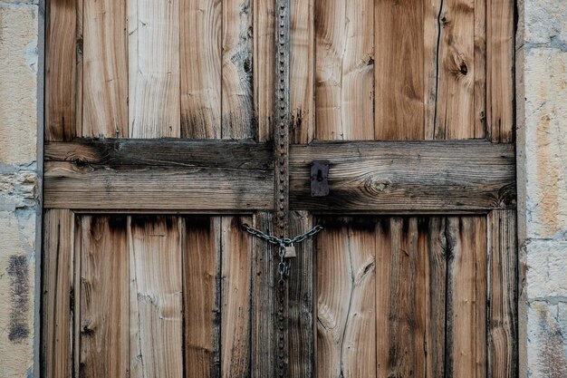 Photo vieille porte en bois avec cadenas