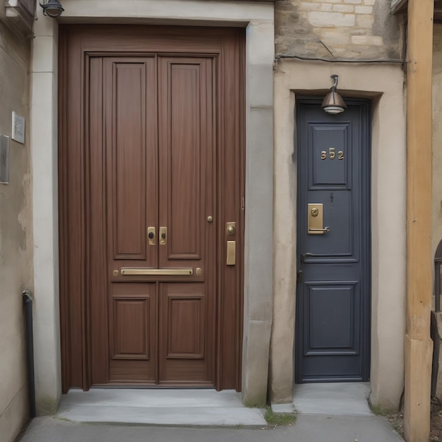 Photo vieille porte ornée à paris typique de l'ancien immeuble d'appartements