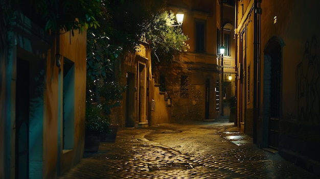 Vieille rue confortable la nuit à Trastevere Rome Italie Trastevere est un quartier de Rome sur l'IA générative