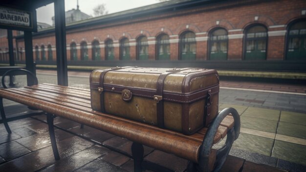 Vieille valise sur le fond de la station générative d'IA