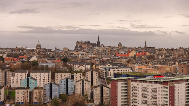 Vieille ville d'Édimbourg en Écosse, Royaume-Uni, vue de dessus