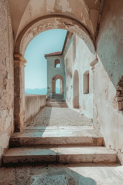 Vieille ville en Italie avec des arches