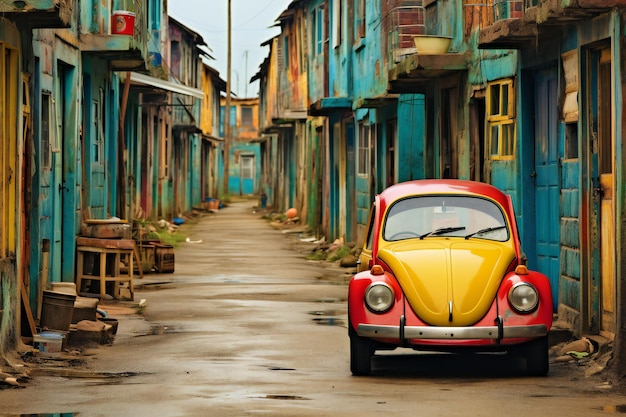 Photo vieille voiture dans la rue de la vieille ville de hoi an vietnam