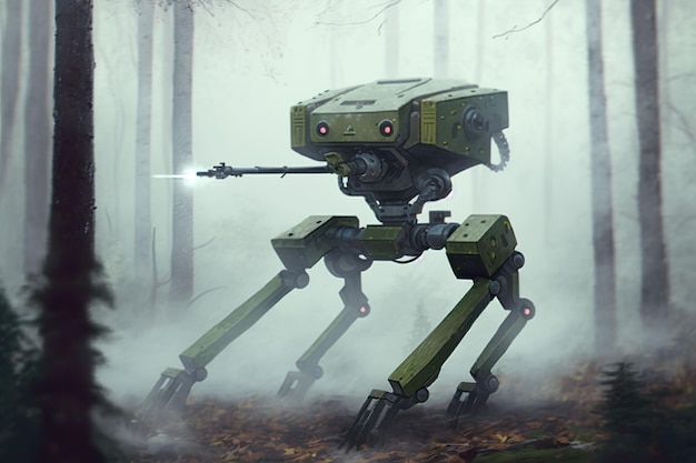 Vieille voiture robot scifi dans les bois