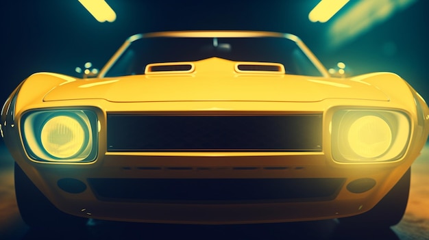 Une vieille voiture de sport rétro super jaune fond d'écran illustration