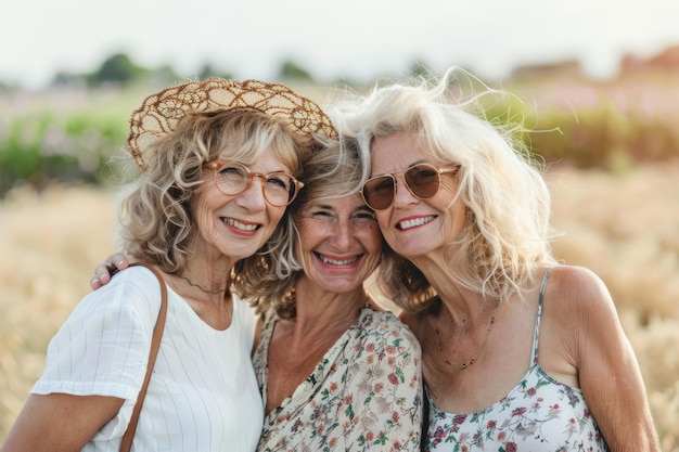 Photo des vieilles dames heureuses avec de beaux cheveux.