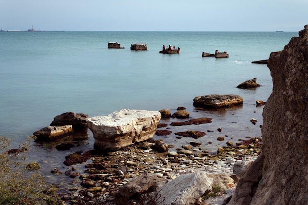 Vieilles jetées en béton Kazakhstan ville d'Aktau 09 octobre 2019 année