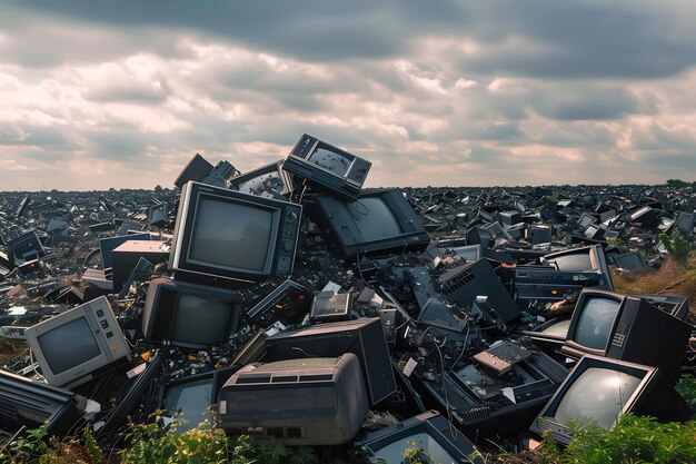 Les vieux appareils électroniques, les téléviseurs, les déchets électroniques et le concept de recyclage