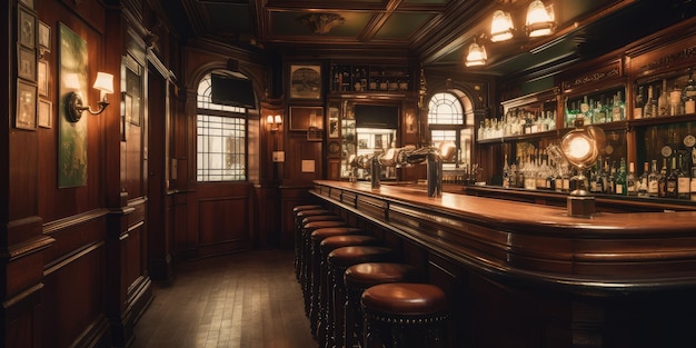 Un vieux bar de style pub avant les heures d'ouverture