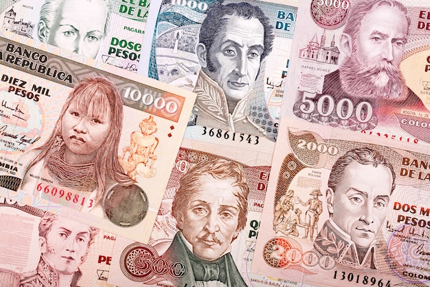 Vieux billets d'argent colombiens