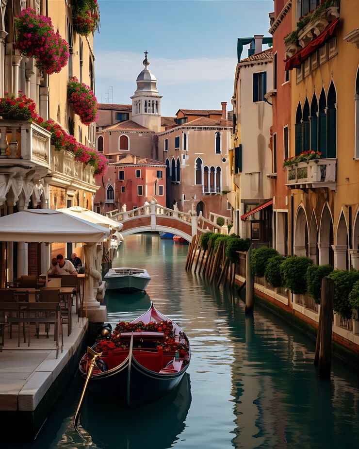 Le vieux canal avec les bateaux et les bâtiments
