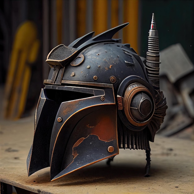 Un vieux casque de fer qui évoque la peur Casque de bandit