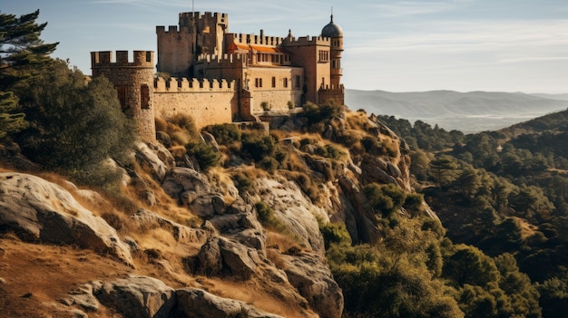 un vieux château se trouve au sommet de quelques rochers en Espagne 2