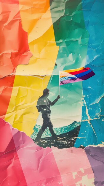 Vieux collage de papier froissé avec le symbole de lgbt