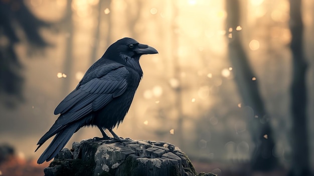 Photo un vieux corbeau sage partage des histoires d'anciennes légendes