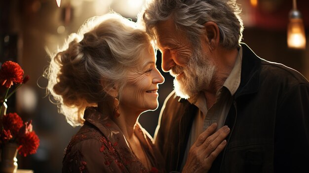 Photo un vieux couple adorable.