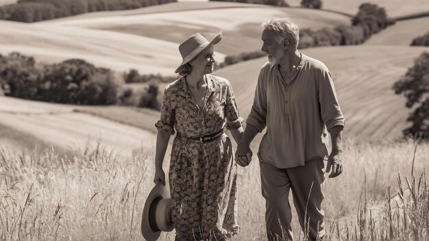 Photo un vieux couple à la campagne.