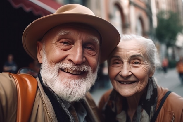 Vieux couple selfie Générer Ai