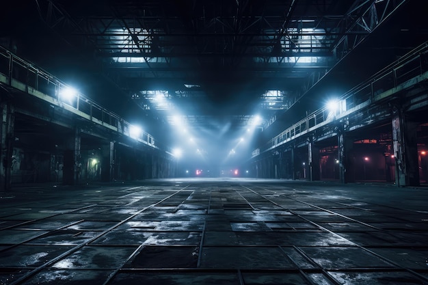 Vieux entrepôt abandonné utilisé pour des fêtes underground de techno Raves abaissé Dacne Floor