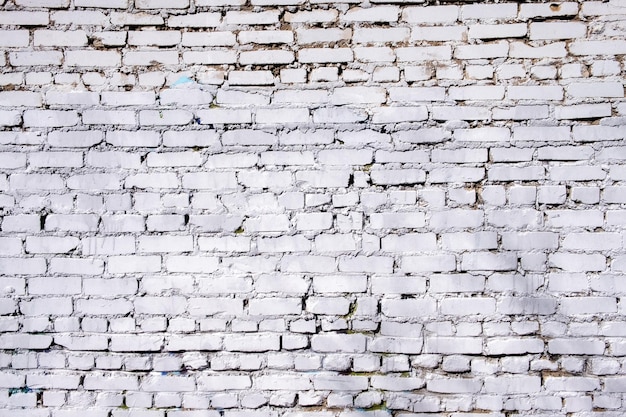 Photo vieux fond de mur de briques blanches.