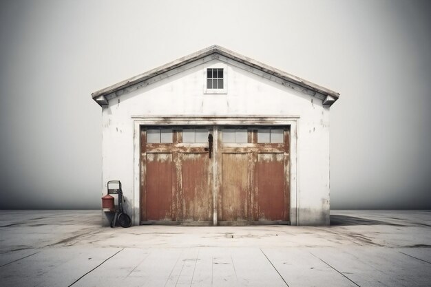 Photo vieux garage rustique sur fond blanc