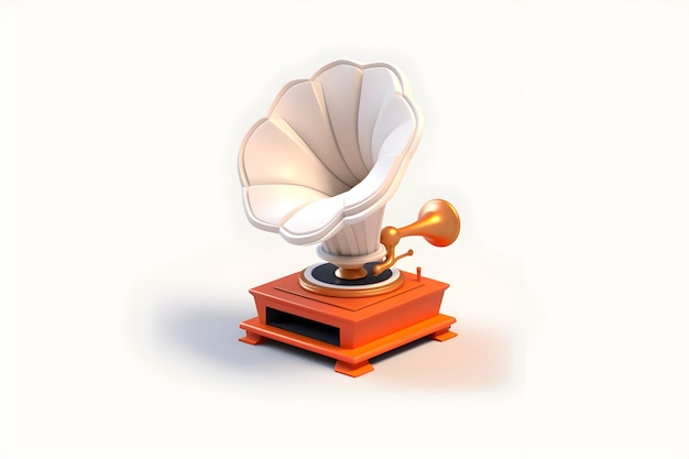 Un vieux gramophone avec un manche en or.