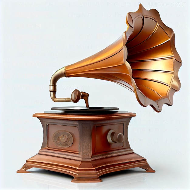 Vieux gramophone rétro isolé sur fond blanc