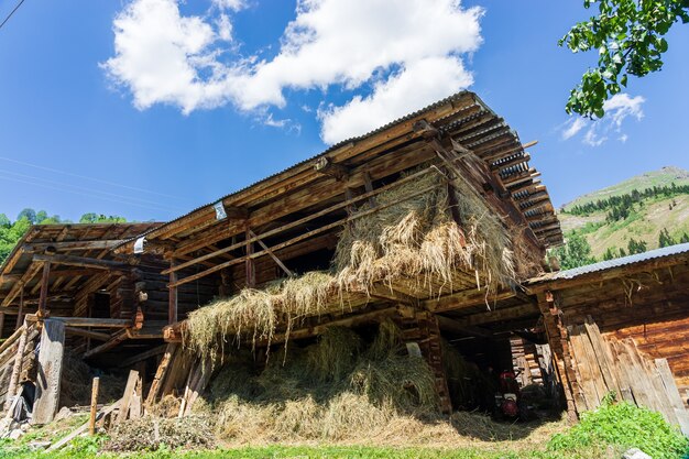 Vieux grenier à foin en bois à Savsat, Artvin, Blacksea - Turquie