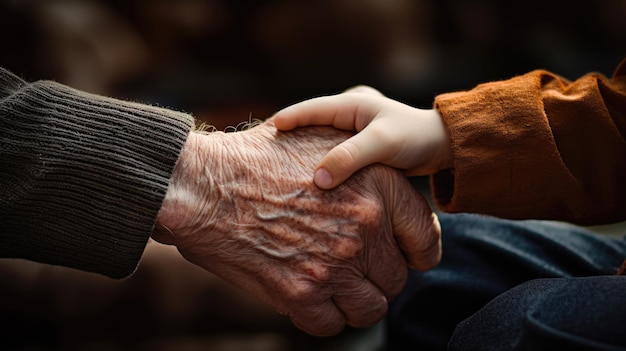 un vieux et un jeune se serrant la main