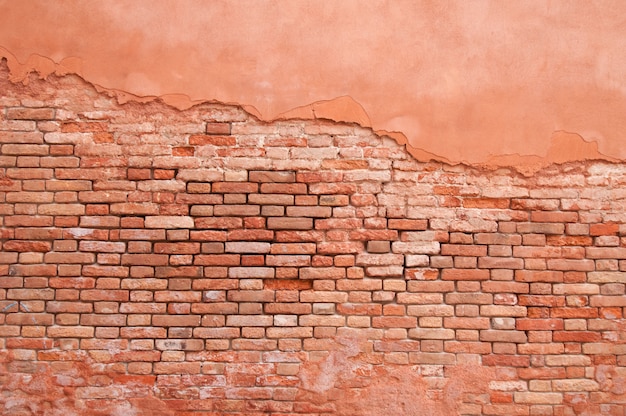 Vieux Mur Brique Et Motif Abstrait De Stuc